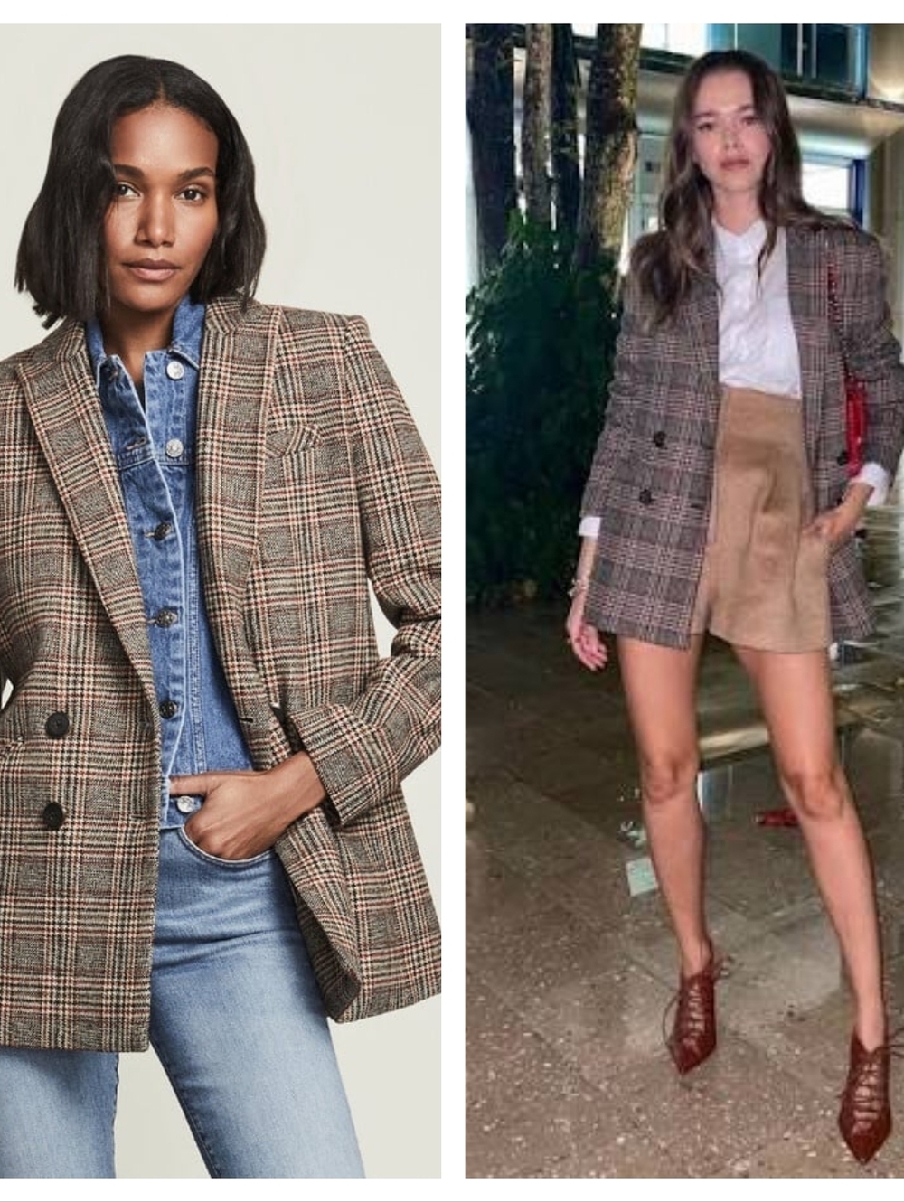 Veronica Beard Oria Houndstooth Plaid Wool Dickey Jacket Blazer Size 8